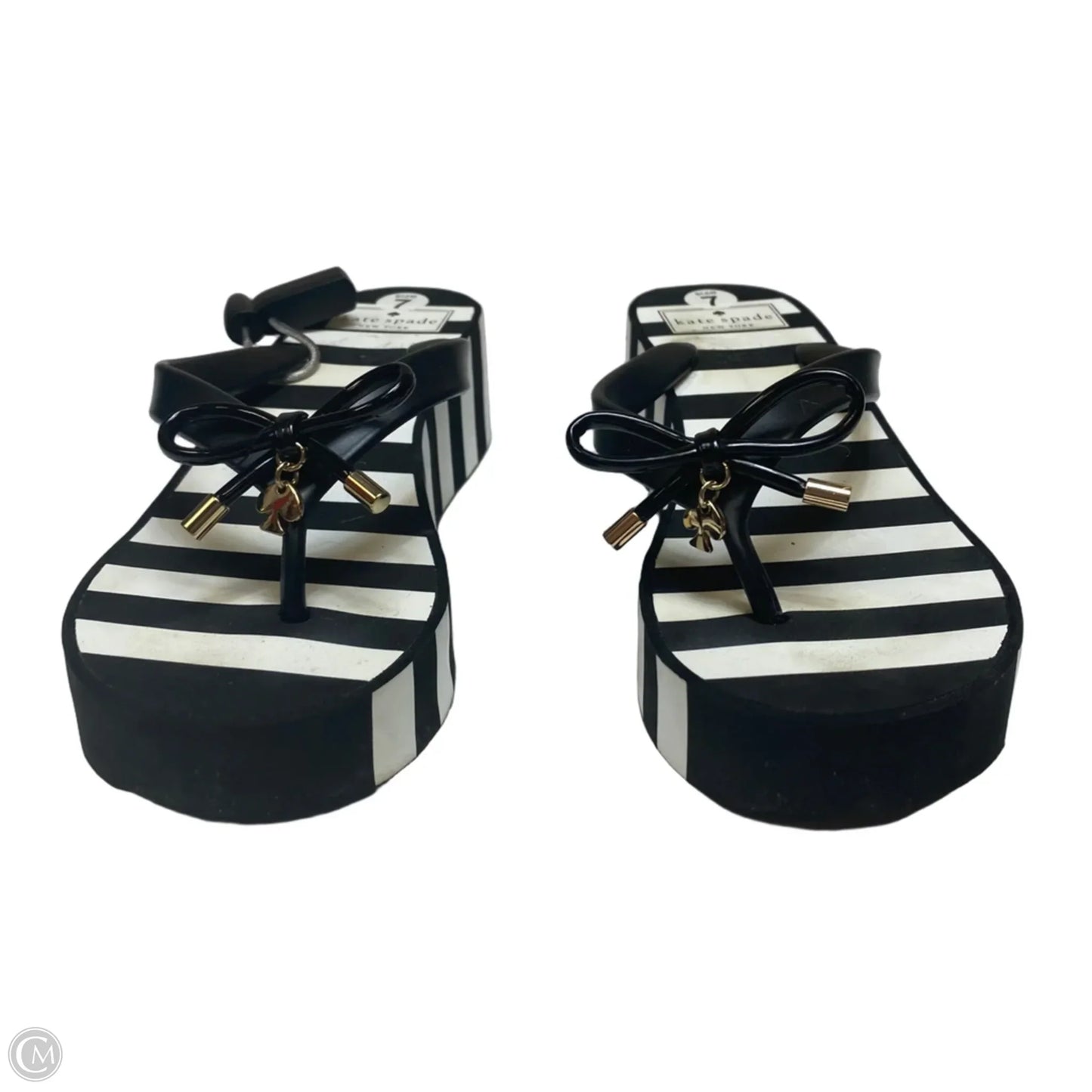 Sandals Designer By Kate Spade In Black & White, Size: 7