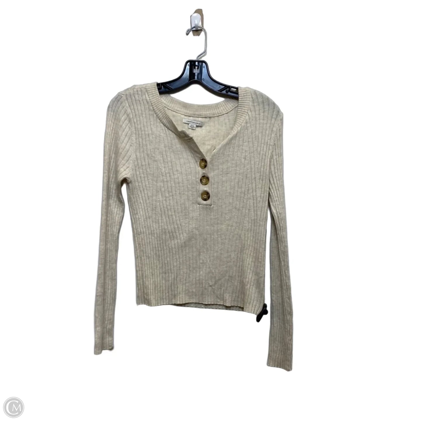 Top Long Sleeve By American Eagle In Cream, Size: M