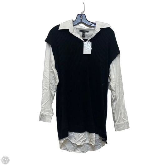 Top Long Sleeve By Forever 21 In Black & White, Size: M