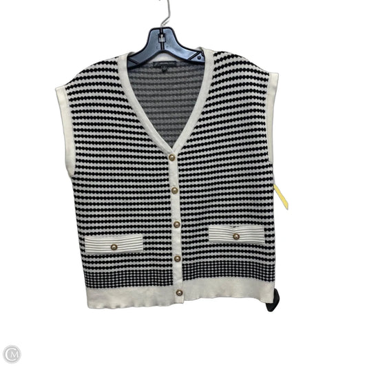Vest Sweater By Adrianna Papell In Black & White, Size: S