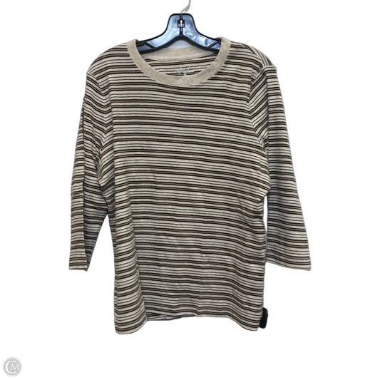 Top 3/4 Sleeve Basic By Kim Rogers In Brown & Cream, Size: Xl