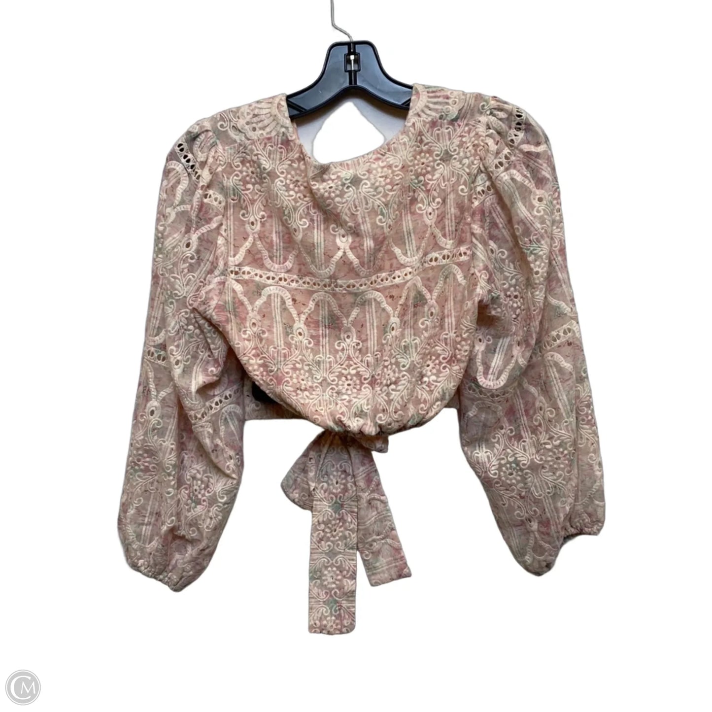 Top Long Sleeve By En Saison In Cream & Pink, Size: M