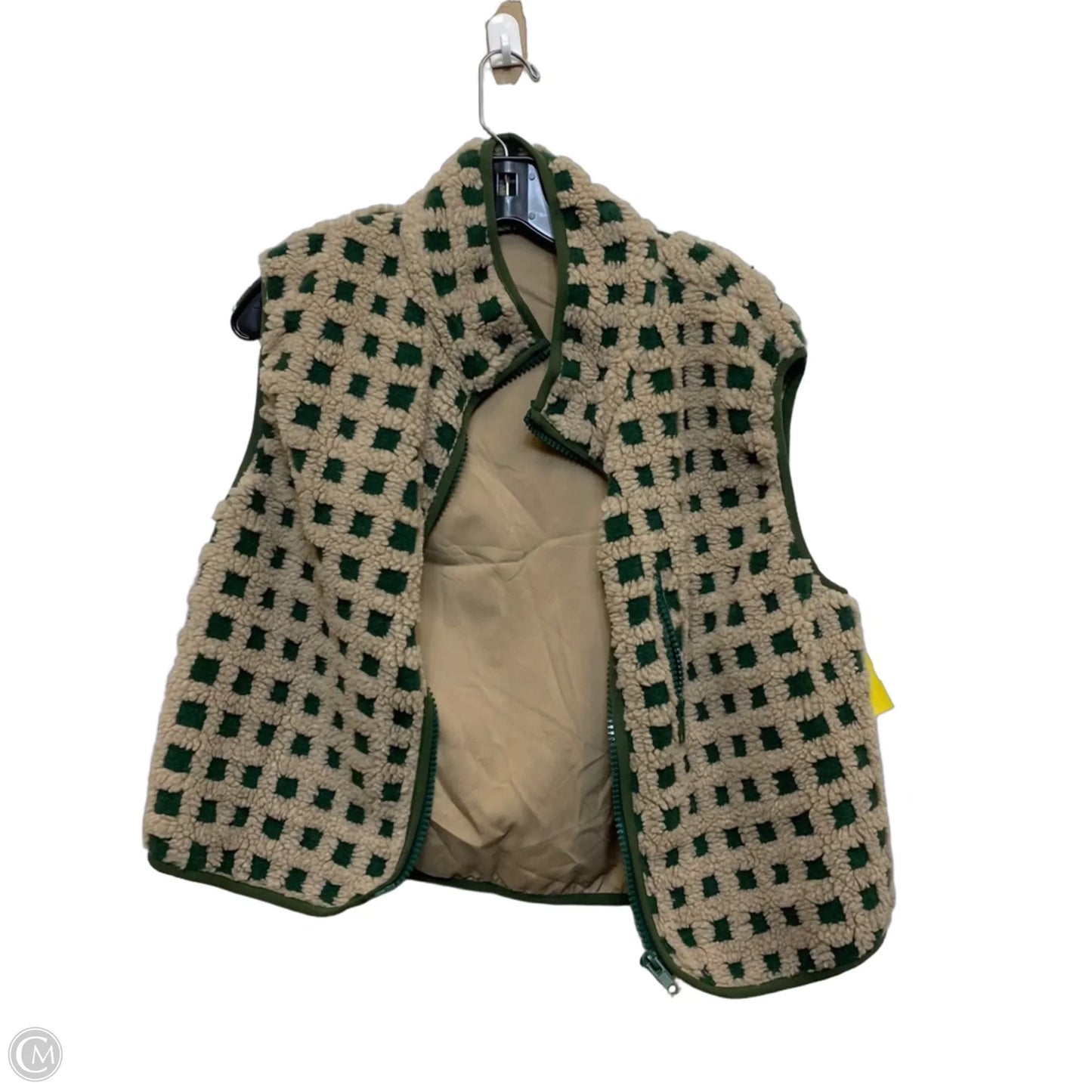 Vest Faux Fur & Sherpa By Cmf In Green & Tan, Size: L