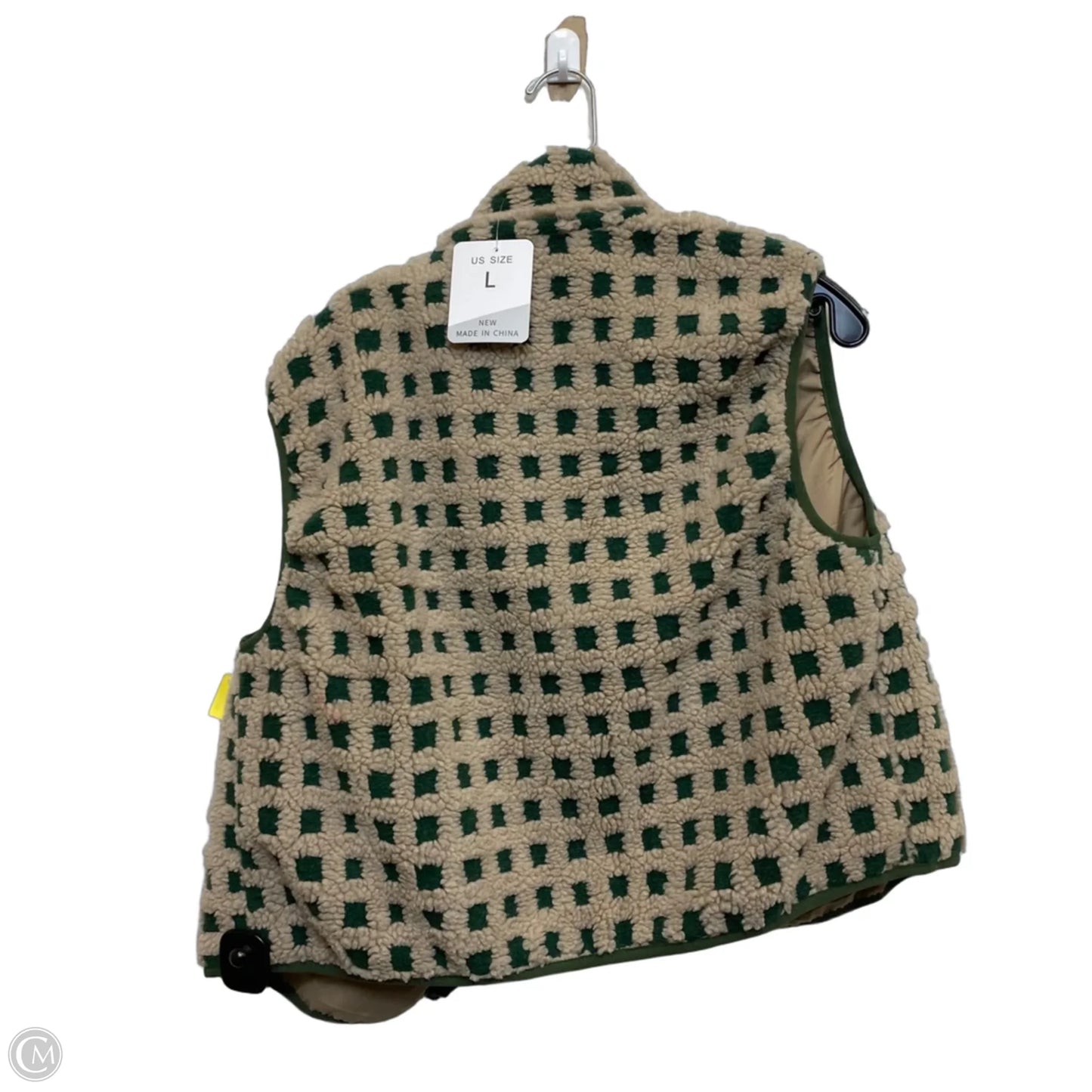 Vest Faux Fur & Sherpa By Cmf In Green & Tan, Size: L