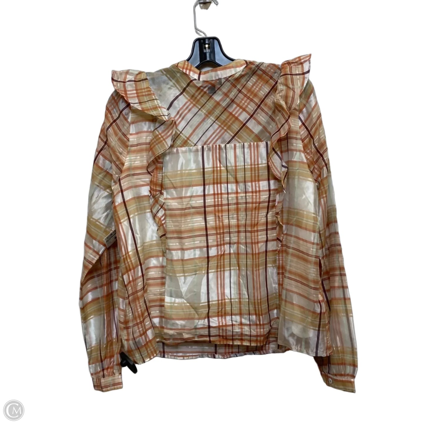 Top Long Sleeve By Current Air In Cream & Orange, Size: M