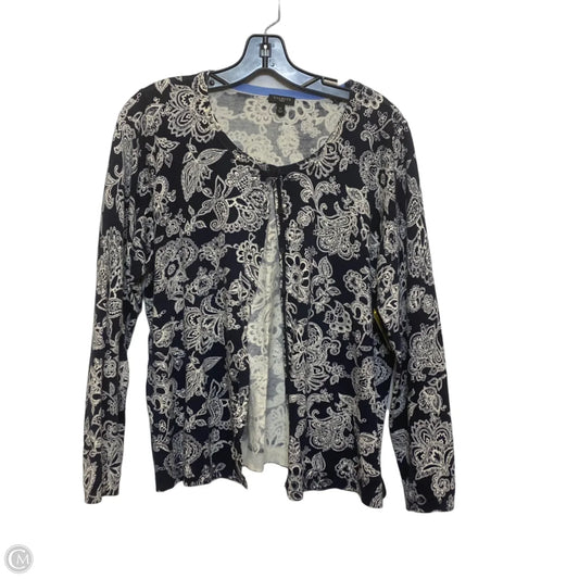 Cardigan By Talbots In Blue & White, Size: 1x