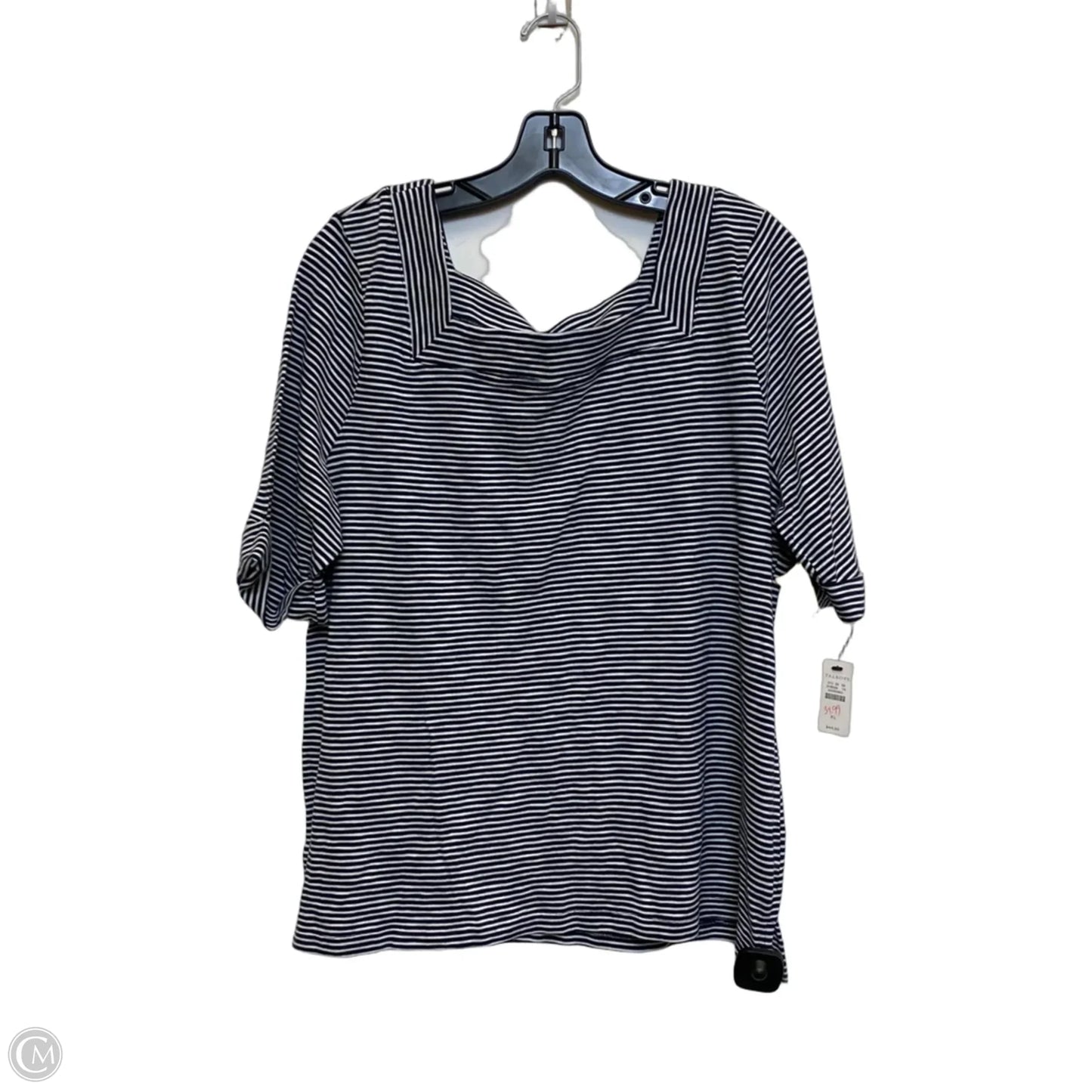 Top Short Sleeve By Talbots In Blue & White, Size: Xl
