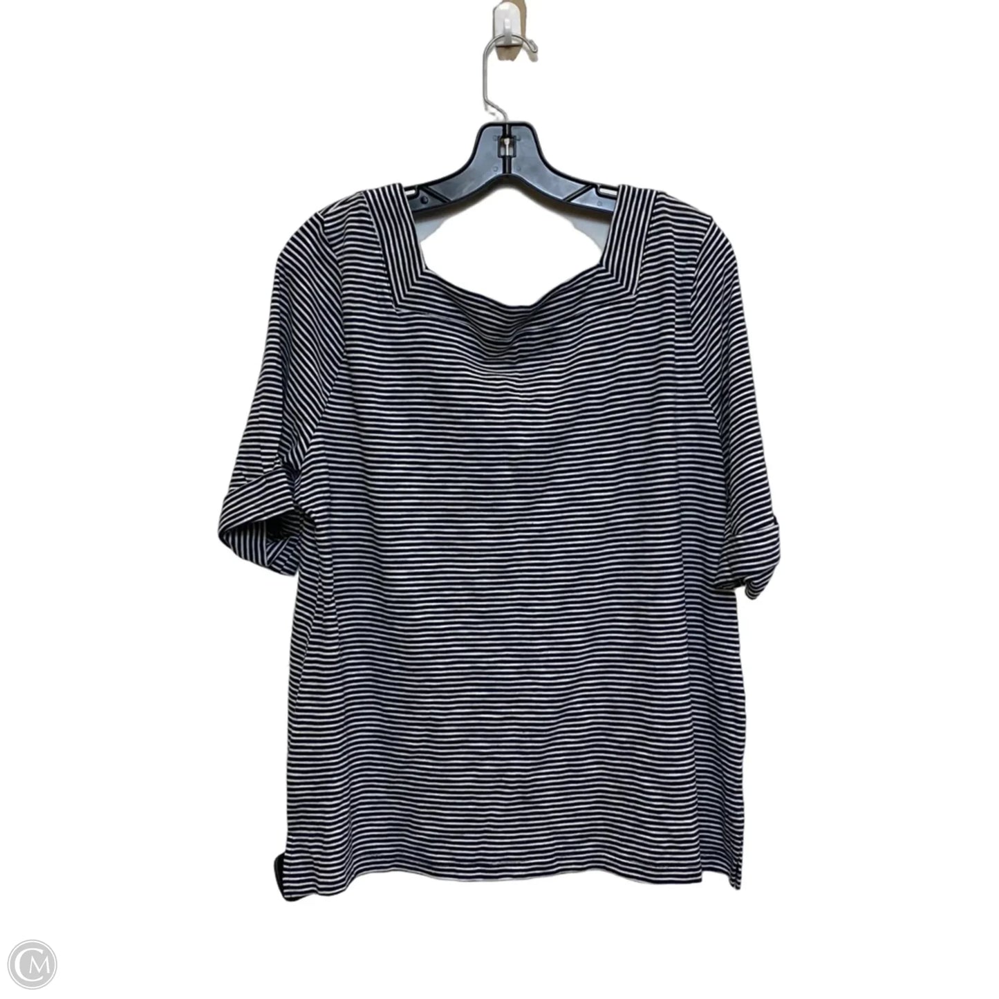 Top Short Sleeve By Talbots In Blue & White, Size: Xl