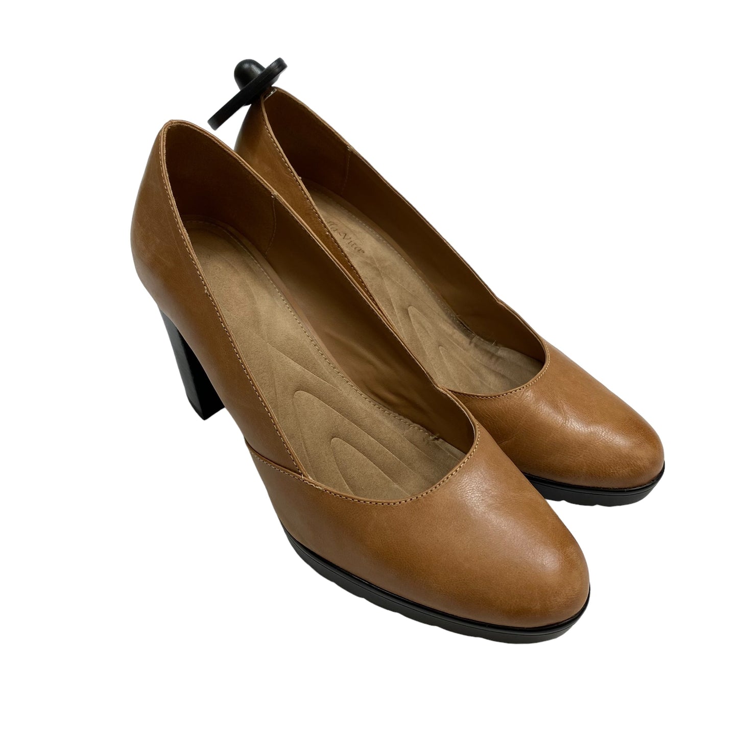 Brown Shoes Heels Block Bella Vita, Size 9