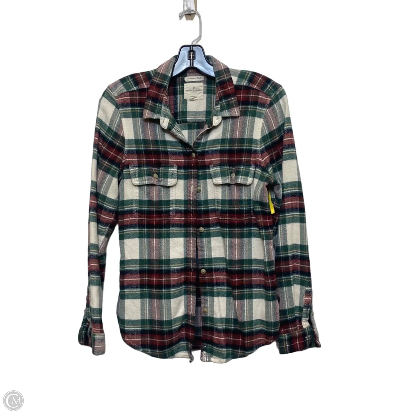 Top Long Sleeve By American Eagle In Plaid Pattern, Size: L