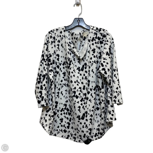 Top 3/4 Sleeve By Melloday In Black & White, Size: 2x