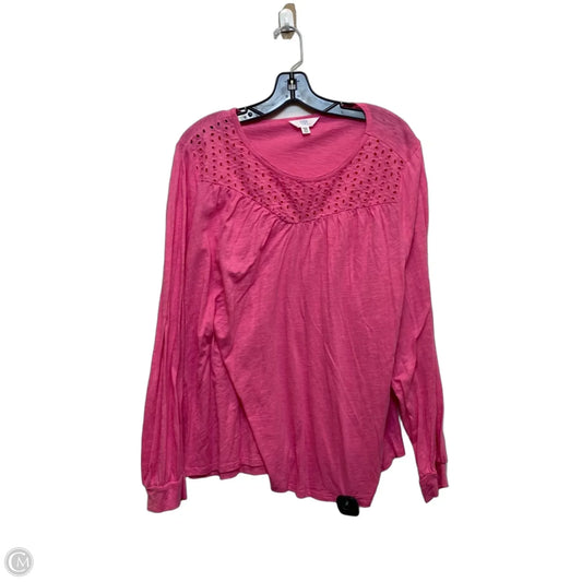 Top Long Sleeve By Time And Tru In Pink, Size: 3x