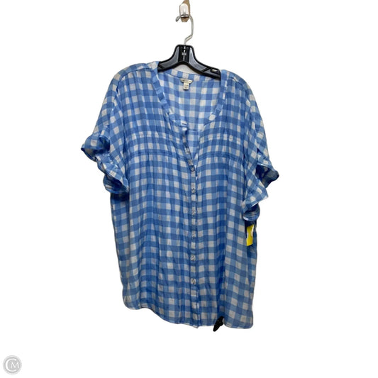 Top Short Sleeve By Cato In Blue & White, Size: 3x