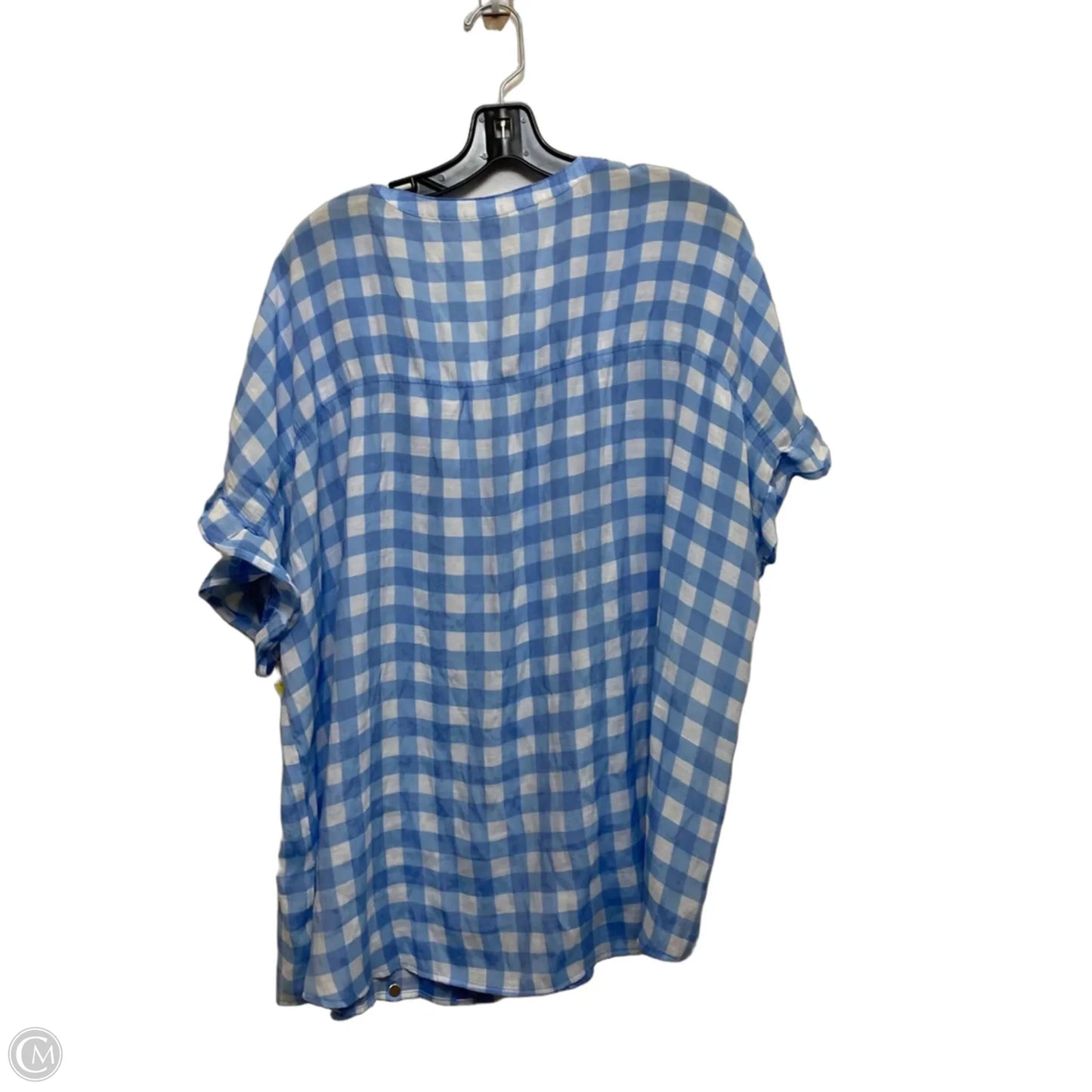 Top Short Sleeve By Cato In Blue & White, Size: 3x