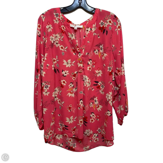 Blouse Long Sleeve By Chelsea And Theodore In Pink, Size: 1x