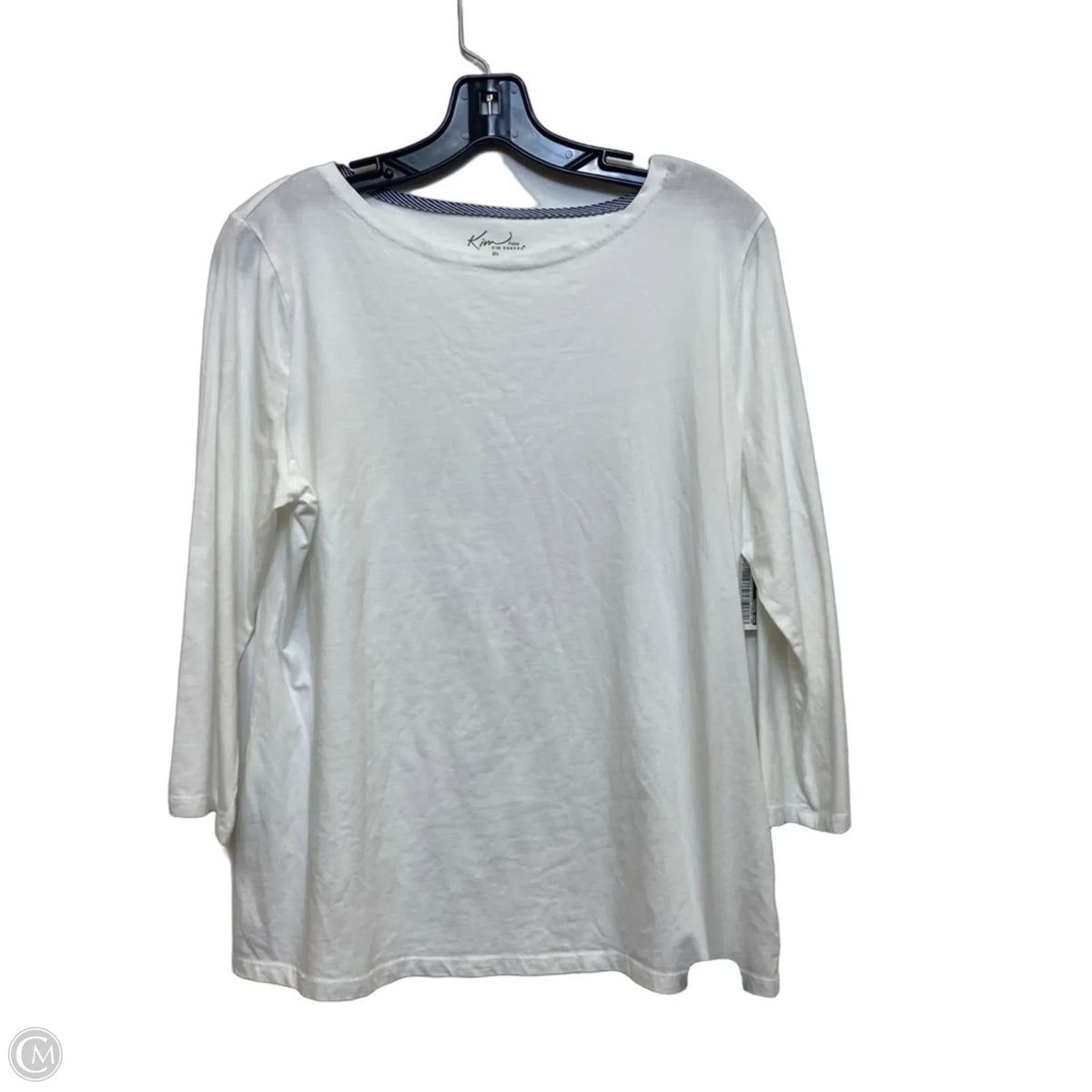 Top 3/4 Sleeve Basic By Kim Rogers In White, Size: Lp