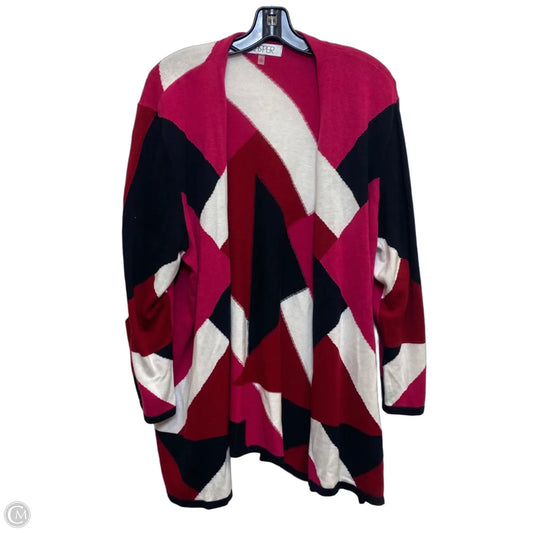 Cardigan By Kasper In Pink & Red, Size: 1x