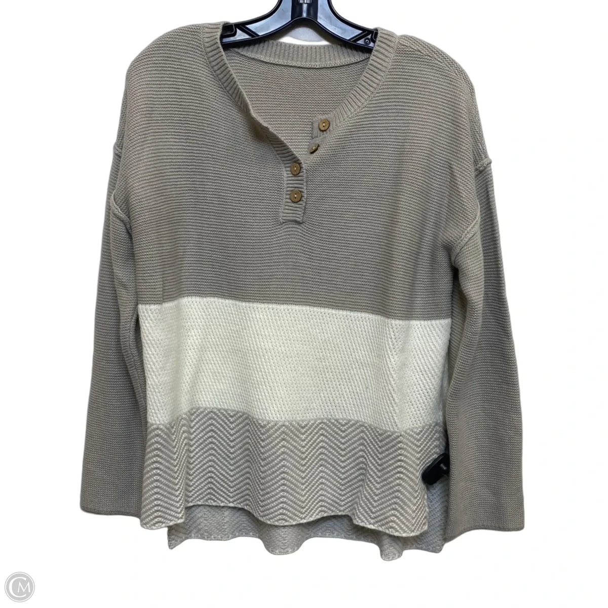 Sweater By Cmf In Cream & Grey, Size: S