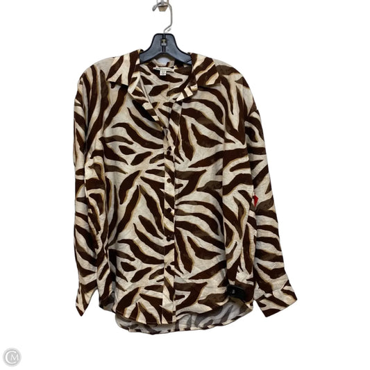 Top Long Sleeve By Jules & Leopold In Brown & Cream, Size: Xs