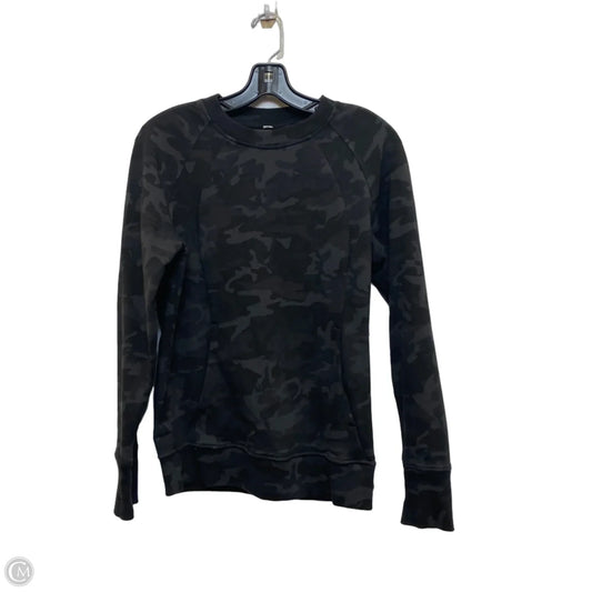 Athletic Sweatshirt Crewneck Designer By Lululemon In Black & Grey, Size: S