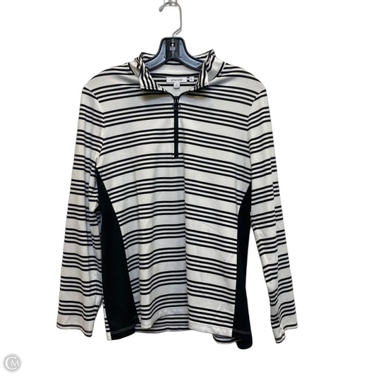 Athletic Top Long Sleeve Collar By Chicos In Black & White, Size: M