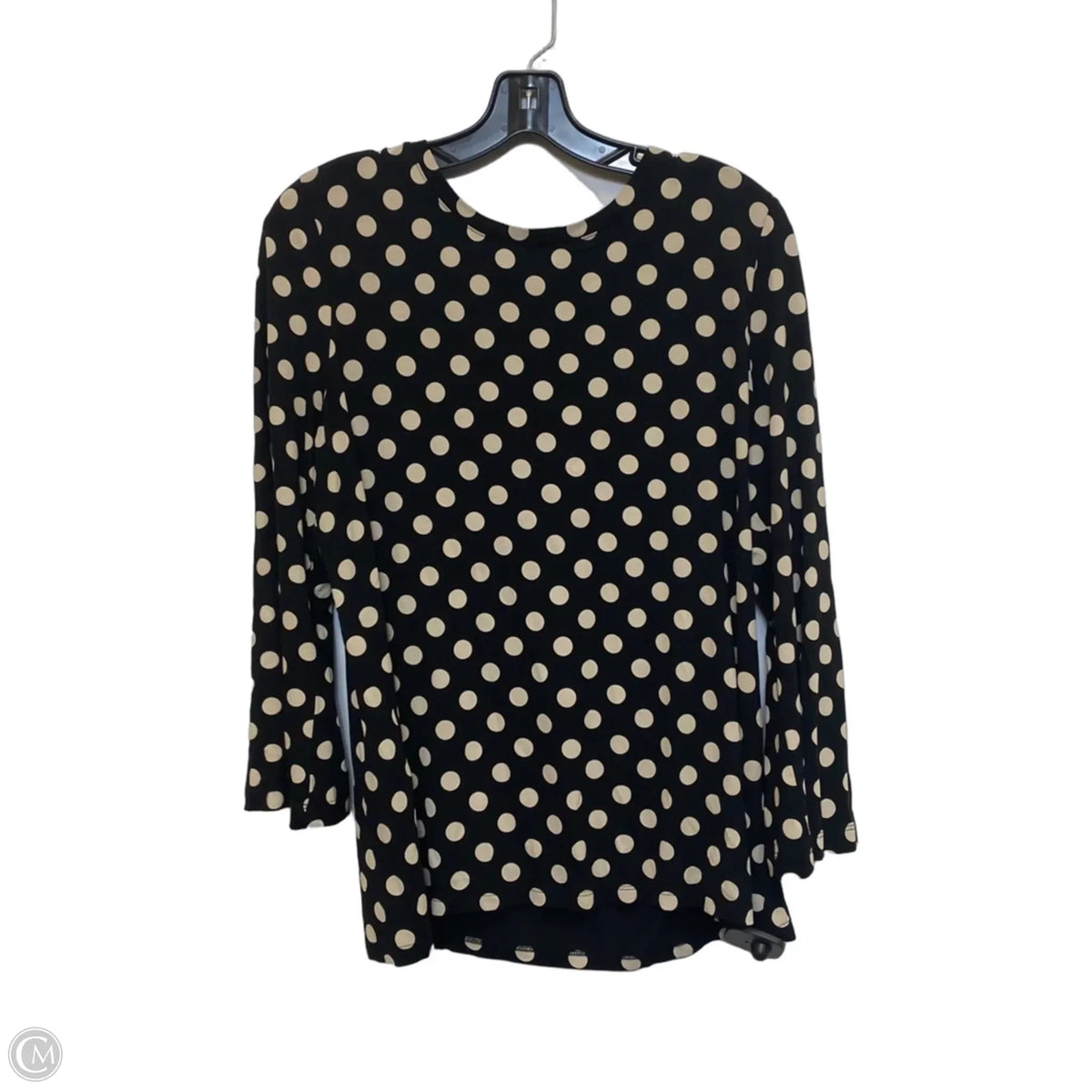 Top 3/4 Sleeve Basic By Chicos In Black & Tan, Size: L
