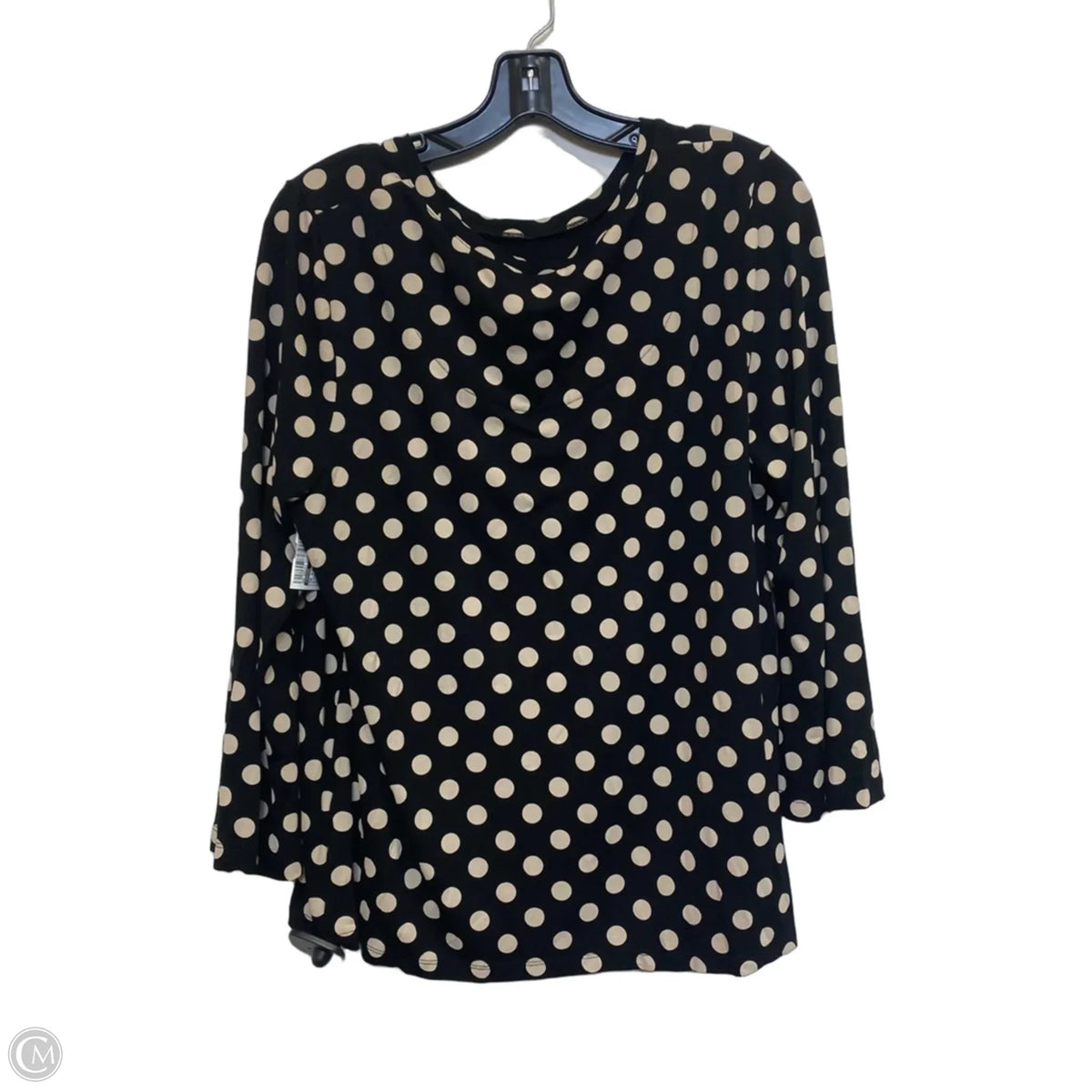 Top 3/4 Sleeve Basic By Chicos In Black & Tan, Size: L