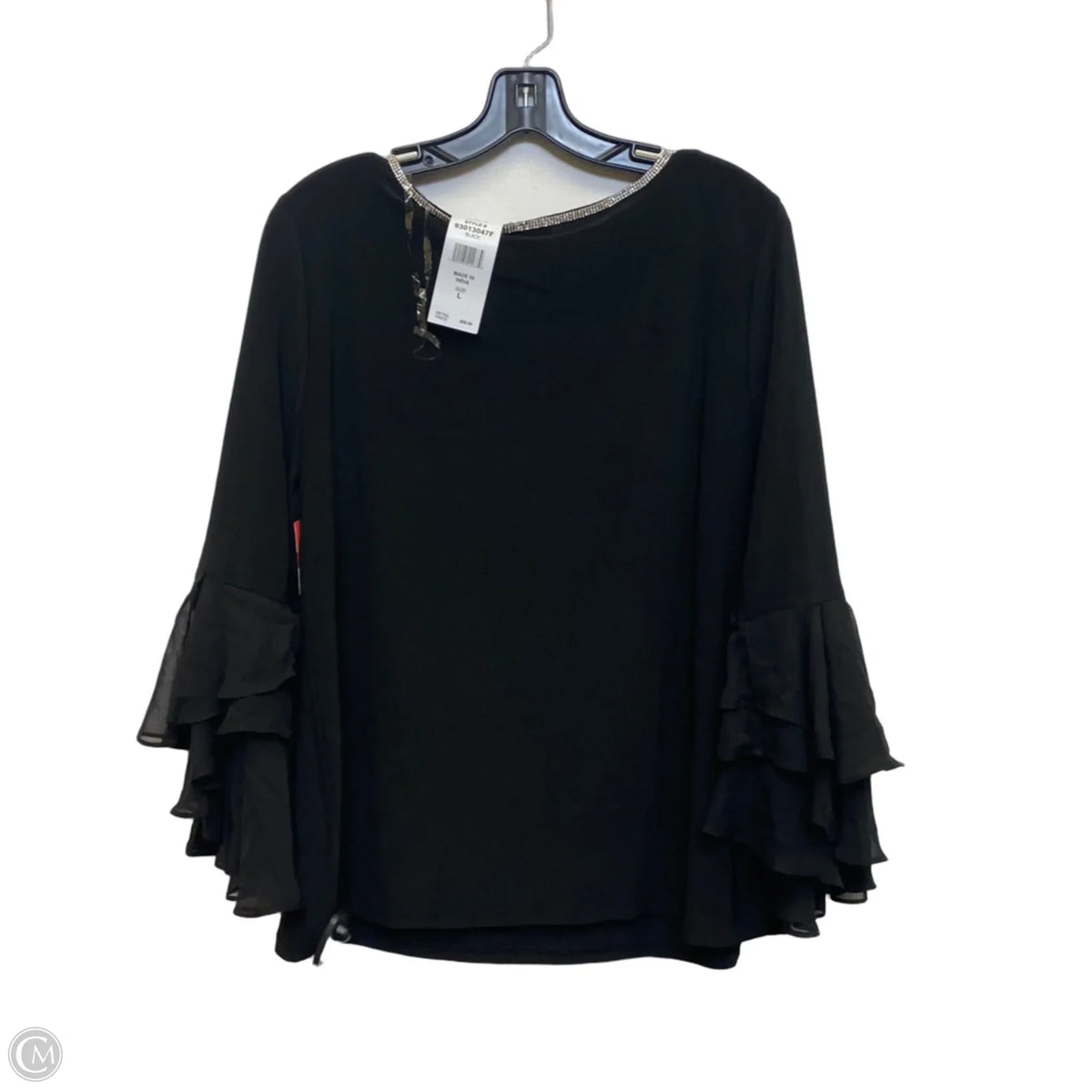 Top 3/4 Sleeve By Msk In Black, Size: L