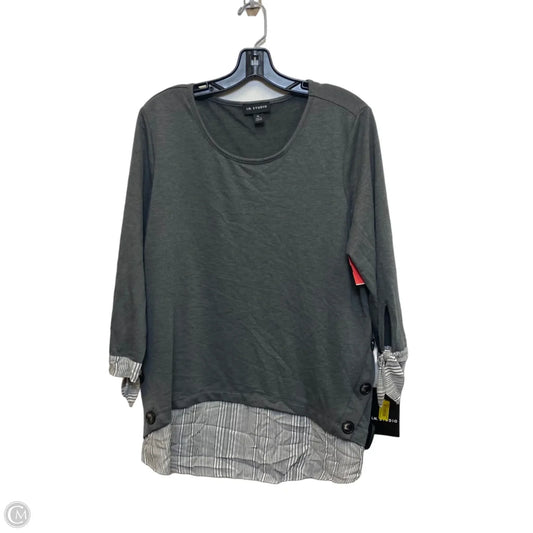 Top 3/4 Sleeve By In Studio In Grey, Size: Xl