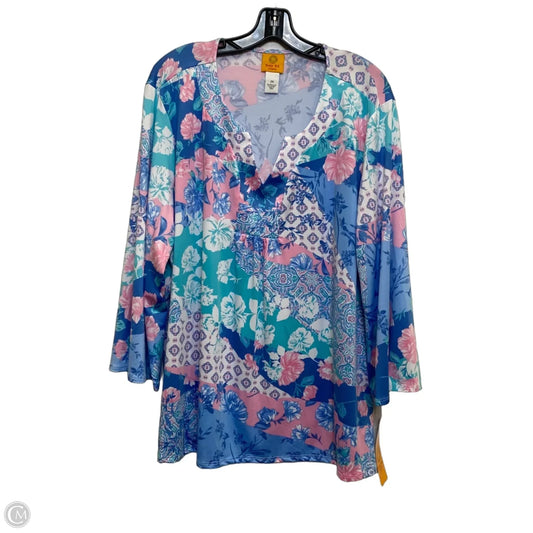 Top 3/4 Sleeve By Ruby Rd In Blue & Pink, Size: 2x