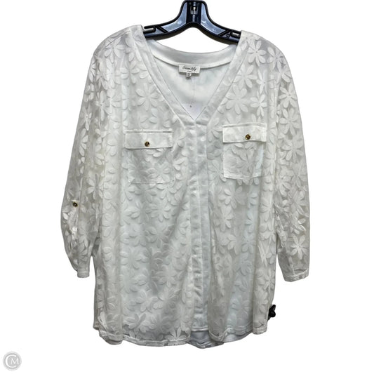 Top 3/4 Sleeve By Siren Lily In White, Size: 3x