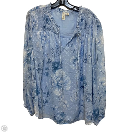 Blouse Long Sleeve By Joie In Blue, Size: 2x