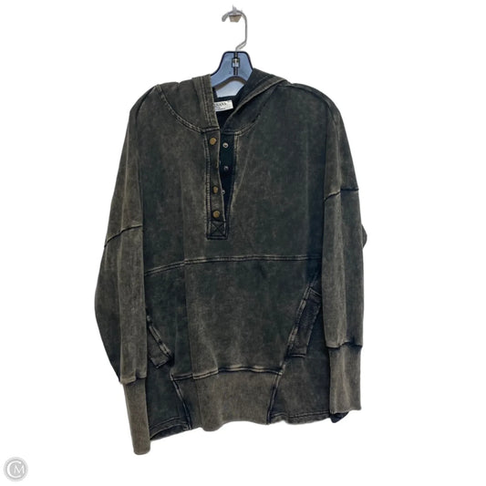Sweatshirt Hoodie By Zenana In Grey, Size: L