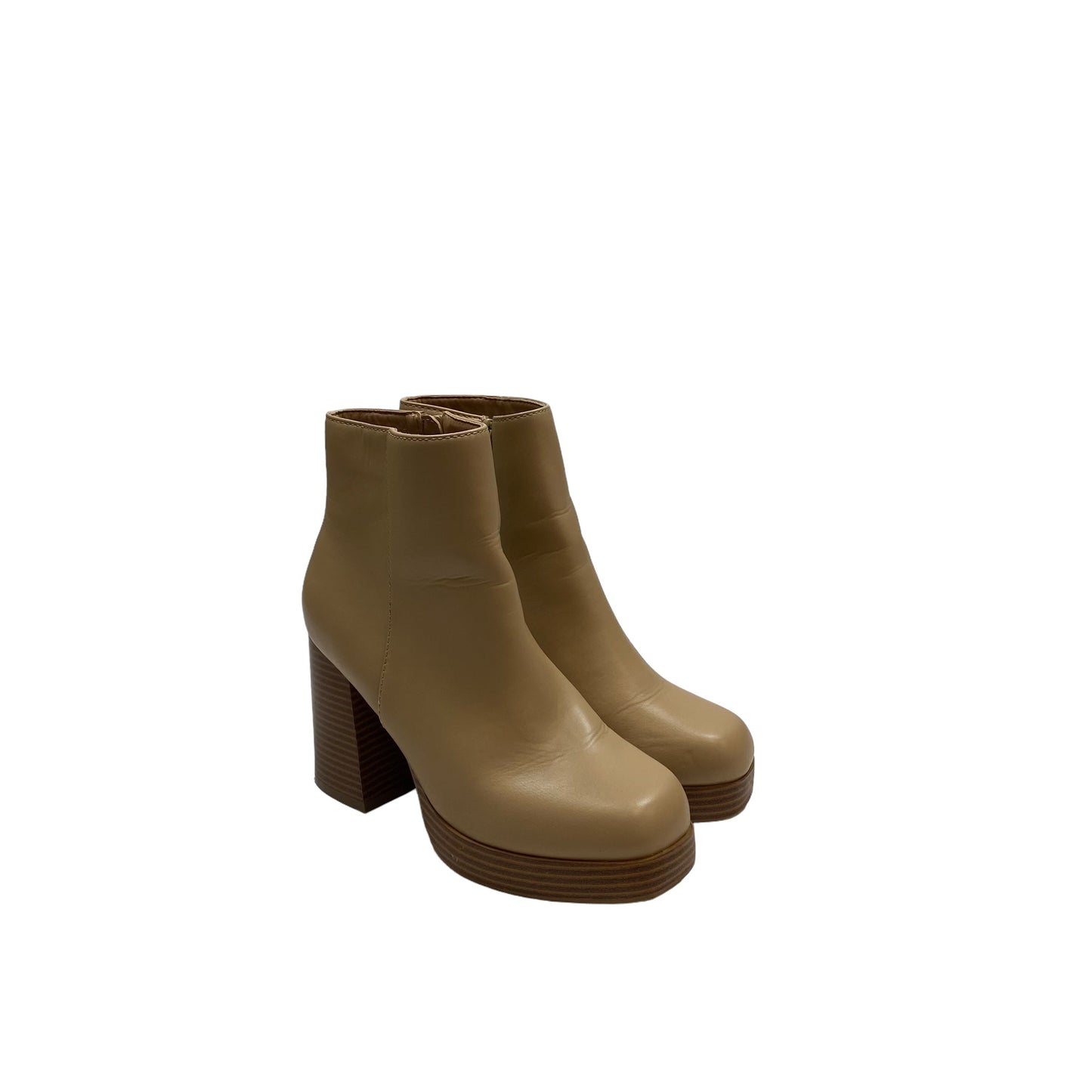 Boots Ankle Heels By True Craft In Tan, Size: 7