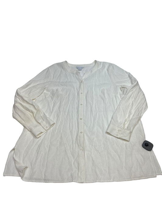 Top Long Sleeve By Liz Claiborne In Cream, Size: Xxl