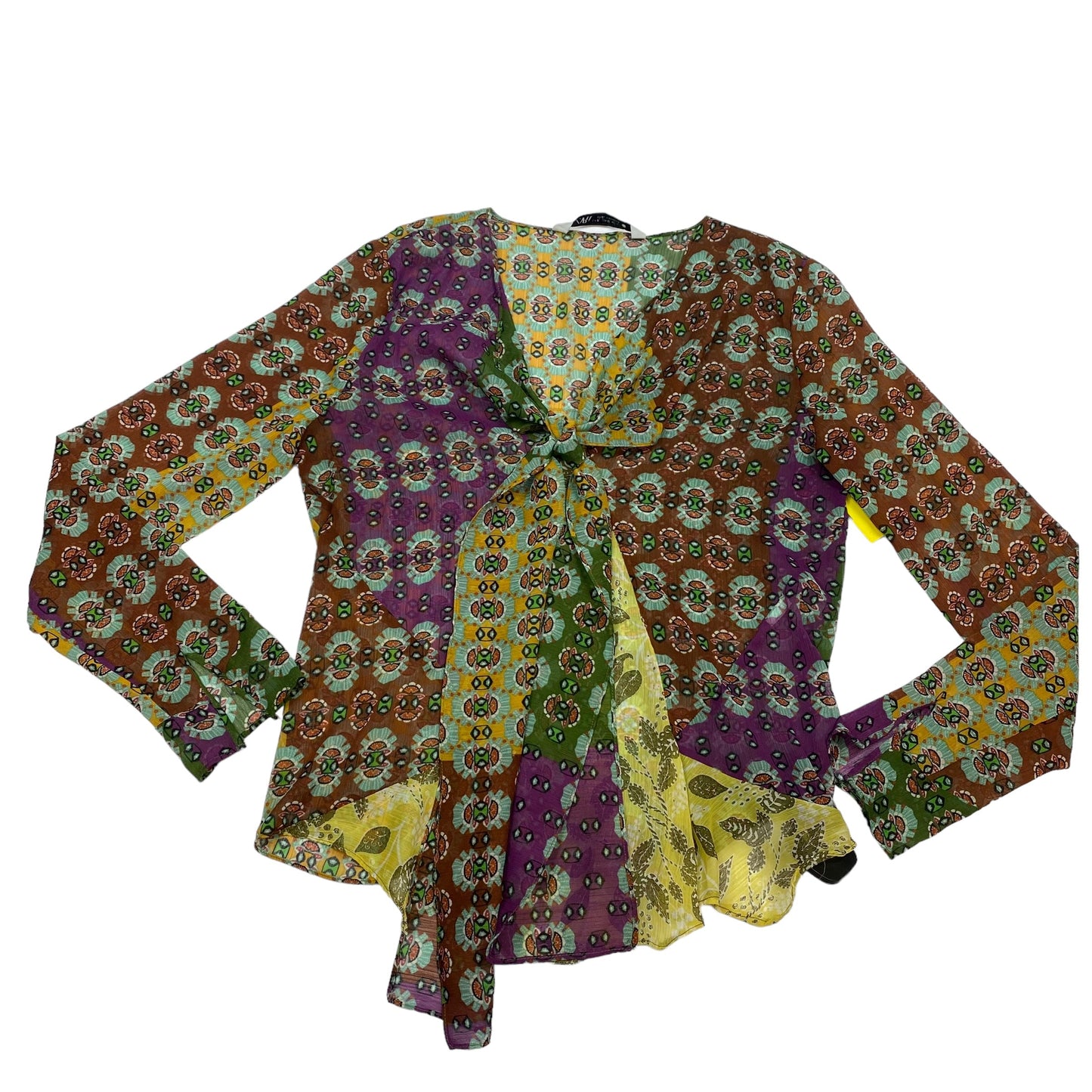 Blouse Long Sleeve By Zara In Multi-colored, Size: S