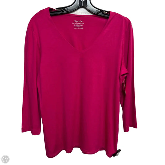 Top Long Sleeve By Chicos In Pink, Size: M