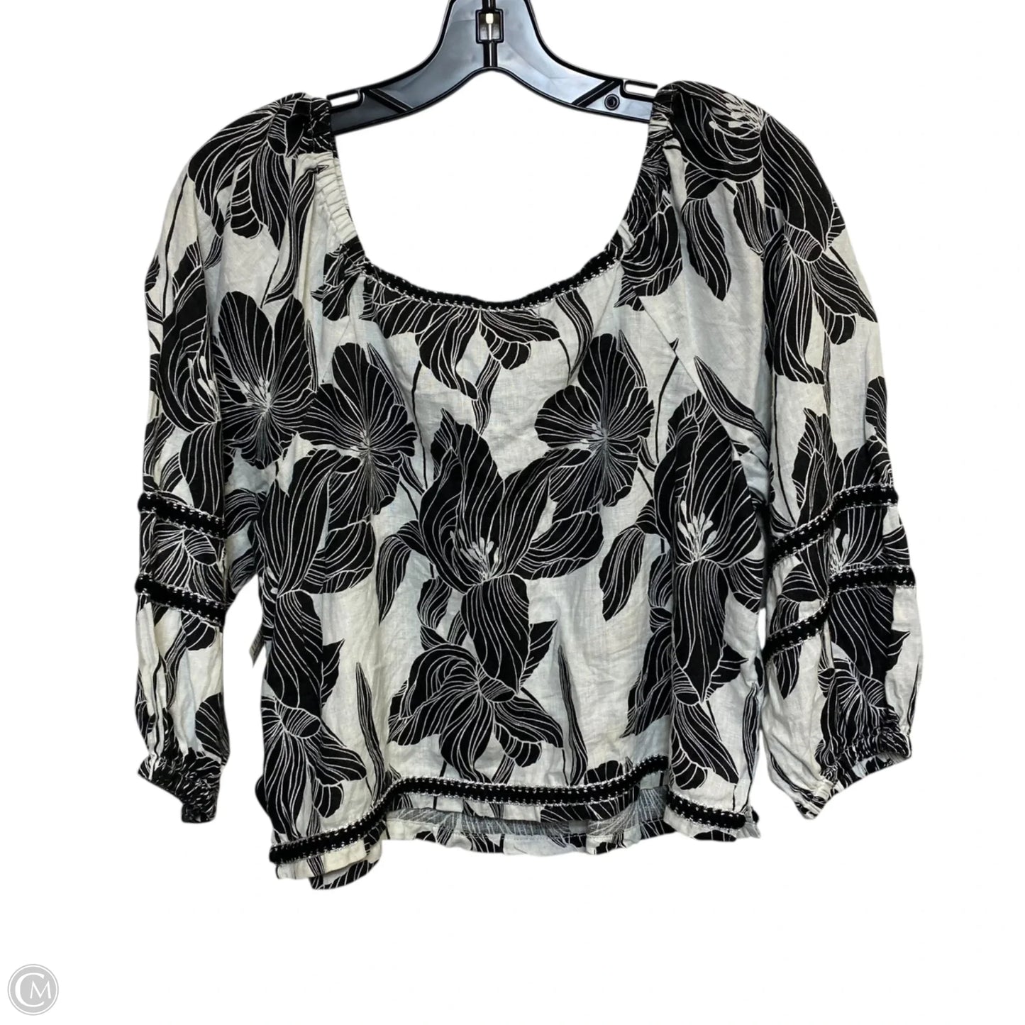 Top 3/4 Sleeve By Tahari In Black & White, Size: S