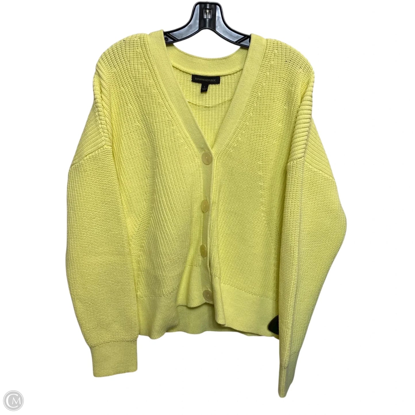 Sweater Cardigan By Banana Republic In Yellow, Size: L