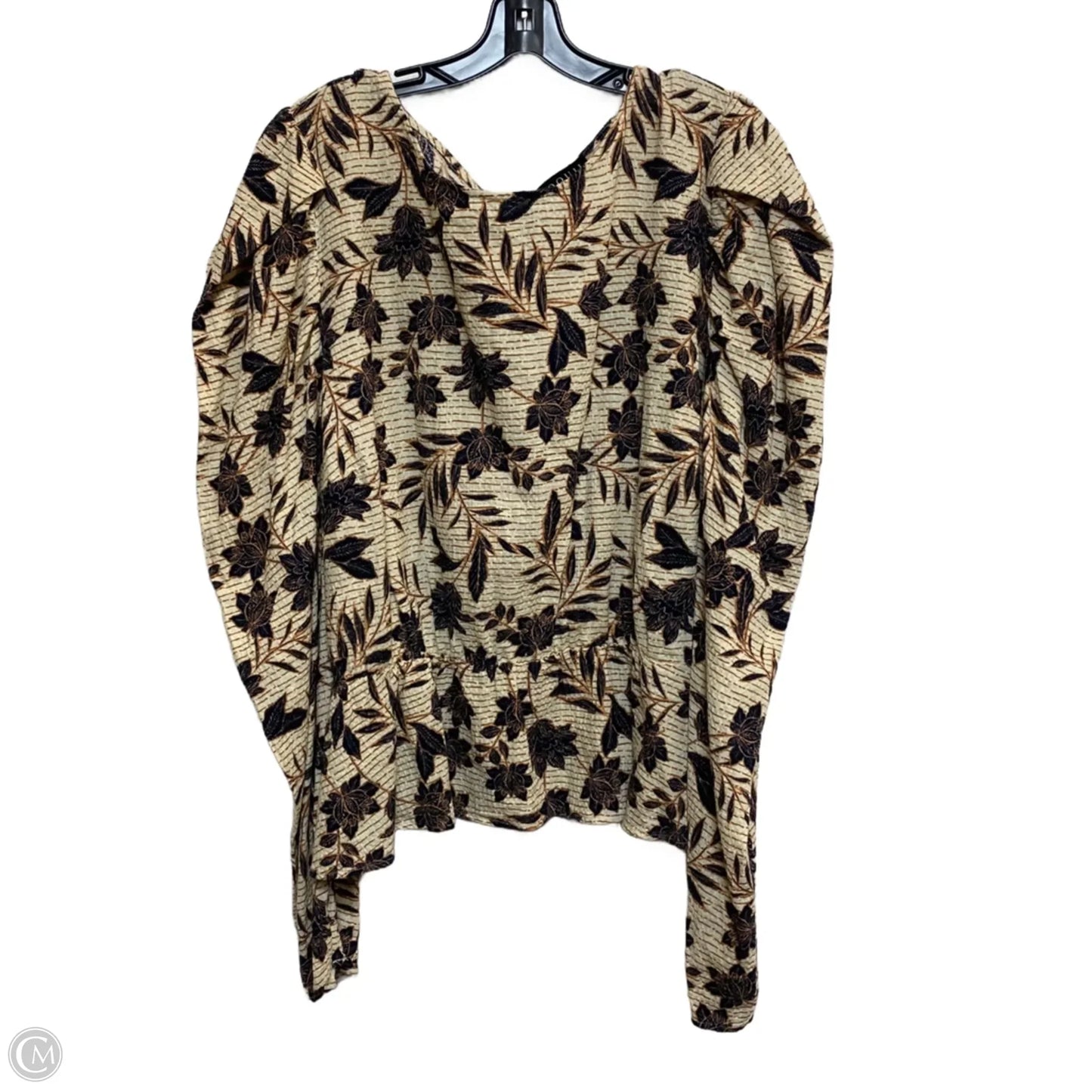 Top Long Sleeve By Eloquii In Brown & Cream, Size: 4x