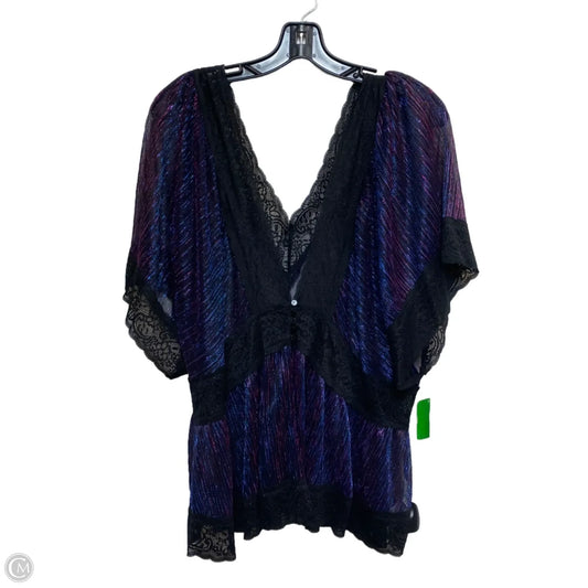 Top Short Sleeve By Forever 21 In Black & Purple, Size: 3x