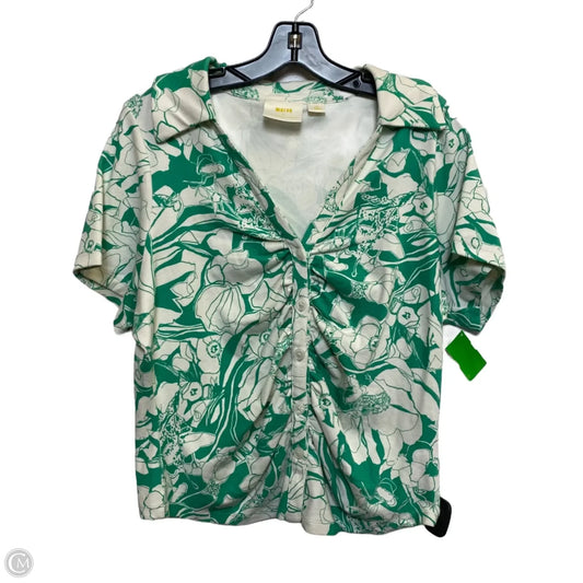 Top Short Sleeve By Maeve In Green & White, Size: 1x