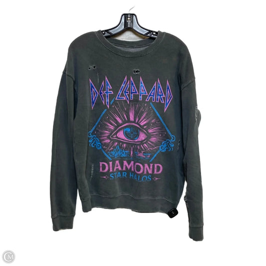 Sweatshirt Crewneck By Def Leppard In Grey, Size: S