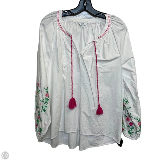 Top Long Sleeve By Crown And Ivy In White, Size: L