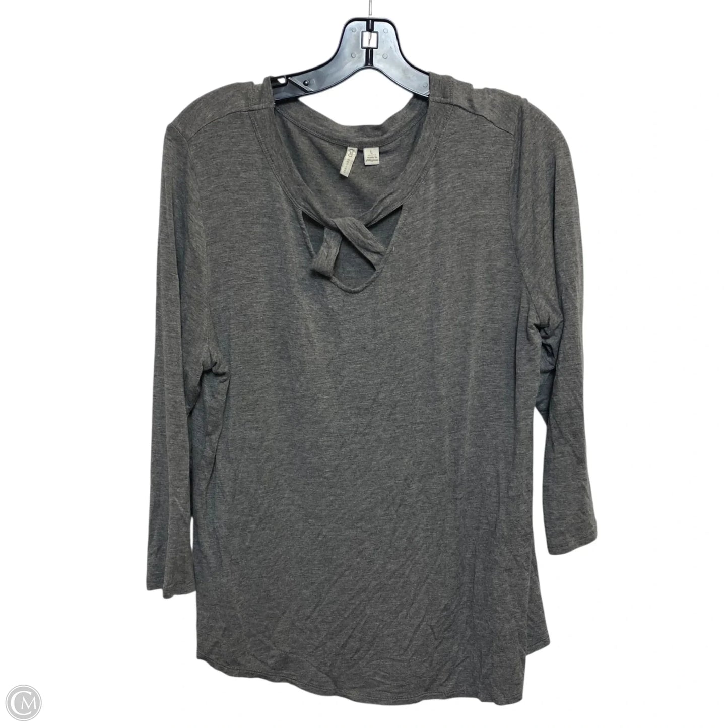 Top Long Sleeve By Cato In Grey, Size: L