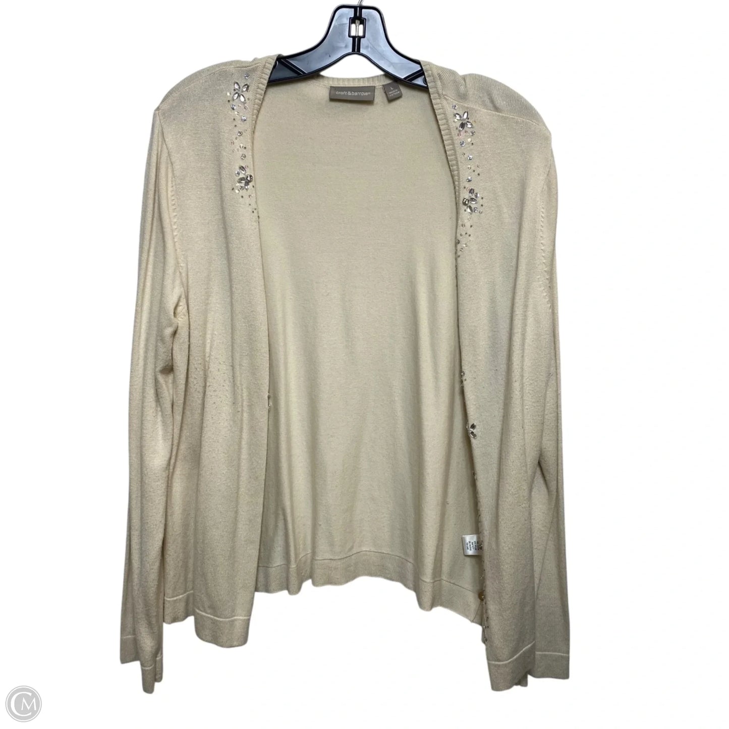 Cardigan By Croft And Barrow In Cream, Size: L