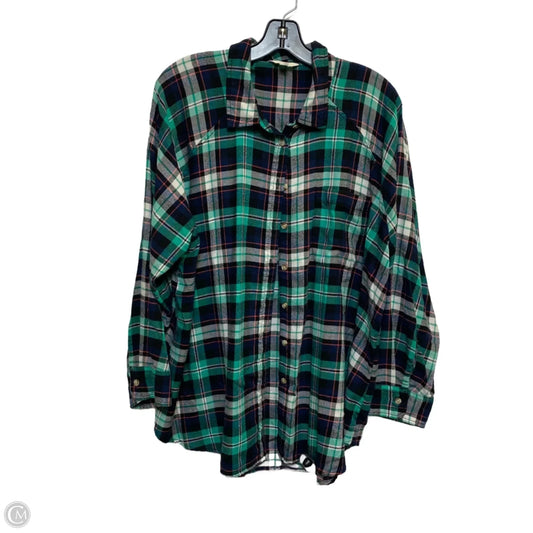 Top Long Sleeve By Terra & Sky In Plaid Pattern, Size: 1x