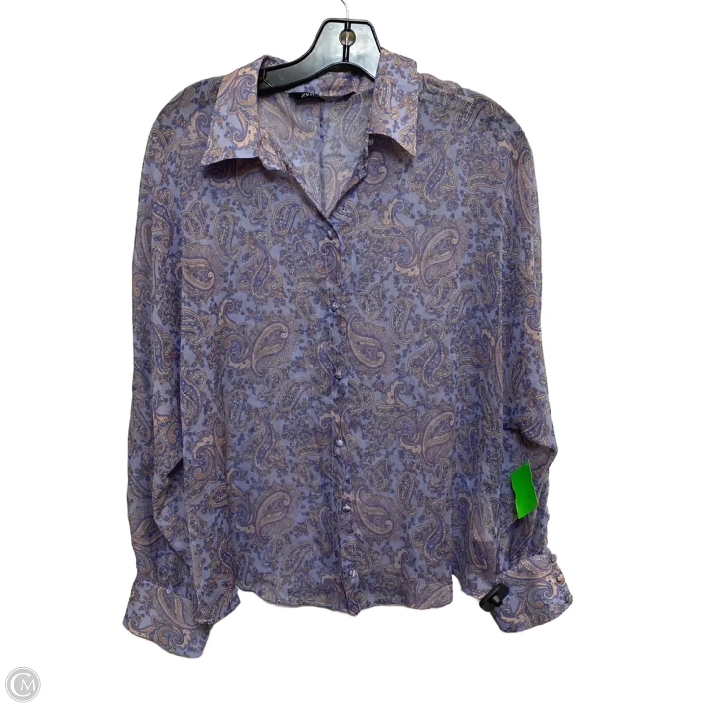 Top Long Sleeve By Zara In Purple, Size: L