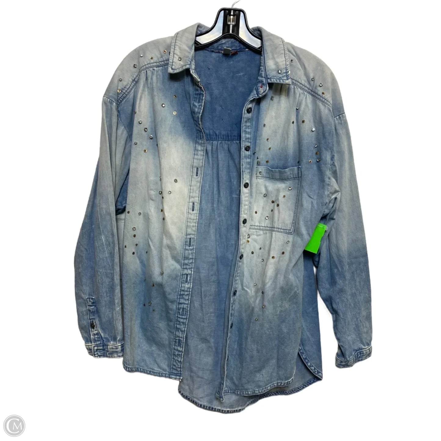 Top Long Sleeve By Pilcro In Blue Denim, Size: S