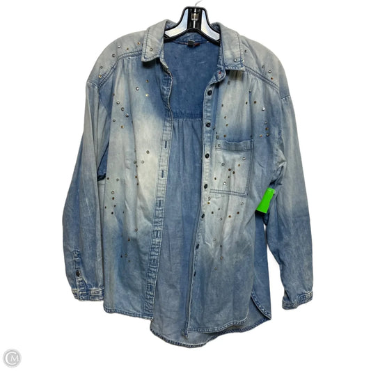 Top Long Sleeve By Pilcro In Blue Denim, Size: S